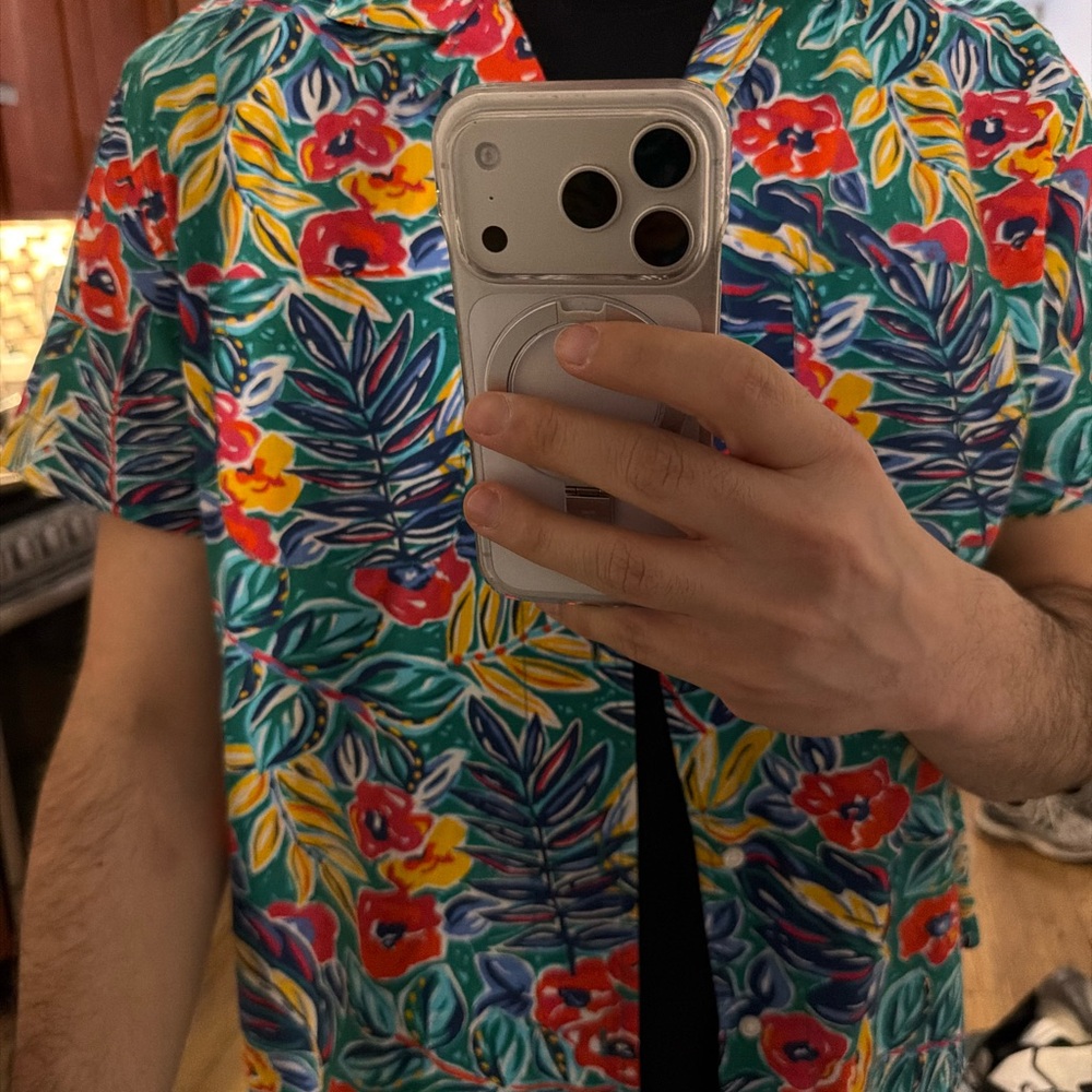 J. Crew Teal Tropical Floral Button-Up